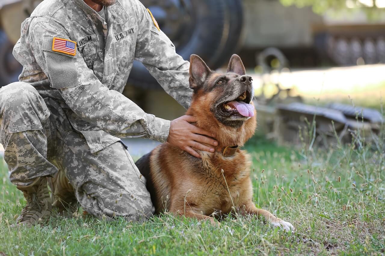 US Army man with his service dog